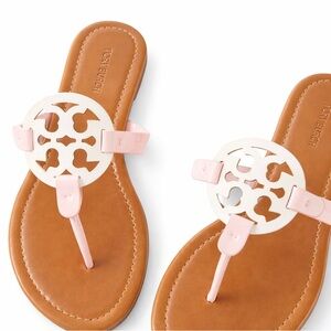 Tory Burch Pink and White Thong Sandals
